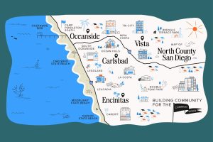 Map of North San Diego County showing coastal and inland residential areas