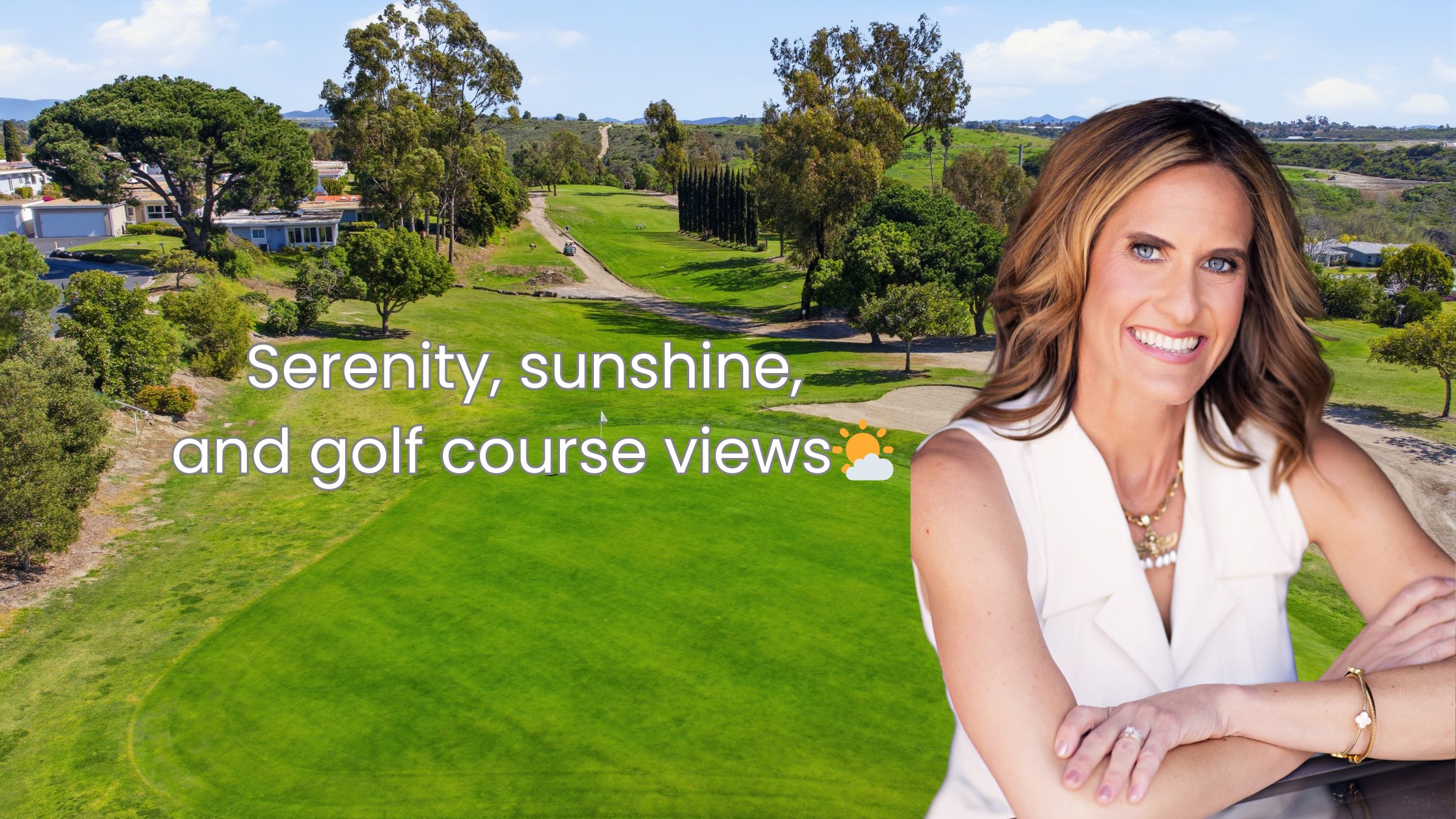 Golf course view from the private patio at 3747 Vista Campana S. #94 in the Oceana community of Oceanside, California